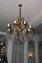 Large crystal chandelier with pendants Royalty Free Stock Photo