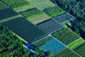 Large cultivation greenhouse seen from a helicopter