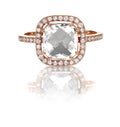 Large cushion cut modern diamond halo engagement wedding ring