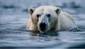 Large cute arctic mammal looking at camera underwater generated by AI