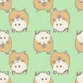 Large Cute Hamster Collection Pattern with Soft Green Background Repeat Print Vector