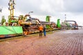 Large Cutter Suction Dredger vessel anchored in Urk in the Netherlands