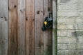 Large cycle lock used as an impromptu security lock for a side gate leading to a private garden Royalty Free Stock Photo