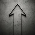 A large, dark arrow points upward, embossed on a textured, cracked concrete surface. Royalty Free Stock Photo