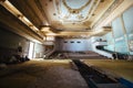 Large dark hall of old abandoned cinema theater Royalty Free Stock Photo