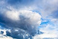 Large dark rainy cloud in cloudy blue sky