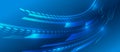 Large data stream on a dark background, glowing lines and circles. Data set analysis and visualization. Abstract business Royalty Free Stock Photo