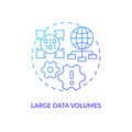 Large data volumes blue gradient concept icon