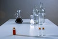 Glass beakers for the different tests and samples Royalty Free Stock Photo