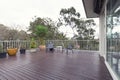 Large deck patio terrace with a view of the treetops Royalty Free Stock Photo