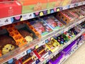 Large decorated cakes in a store.