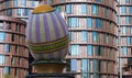 A large decorative Easter egg against a modern building in the city of Copenhagen Royalty Free Stock Photo