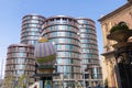 A large decorative Easter egg against a modern building in the city of Copenhagen Royalty Free Stock Photo