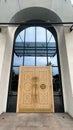 large decorative entrance door to an Asian restaurant Royalty Free Stock Photo