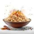 Large delicious juicy smoky rice on white background