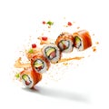 Large delicious juicy sushi rolls