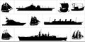 Icon set of different ships