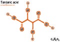 Drawn molecule and formula of Tartaric acid