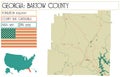 Large and detailed map of Bartow County in Georgia Royalty Free Stock Photo
