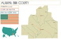 Map of Bibb county in Alabama, USA.