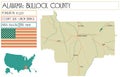Map of Bullock county in Alabama, USA.