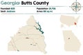 Map of Butts County in Georgia