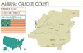 Map of Calhoun county in Alabama, USA.