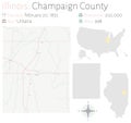 Map of Champaign County in Illinois Royalty Free Stock Photo