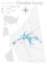 Map of Cherokee County in Alabama