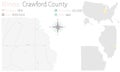 Map of Crawford County in Illinois Royalty Free Stock Photo