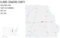 Large and detailed map of Crawford County in Illinois Royalty Free Stock Photo