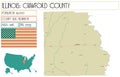 Map of Crawford County in Illinois USA Royalty Free Stock Photo
