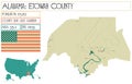 Map of Etowah county in Alabama, USA.