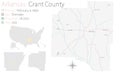 Map of Grant County in Arkansas Royalty Free Stock Photo