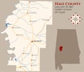 Map of Hale County in Alabama