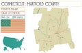 Map of Hartford County in Connecticut USA Royalty Free Stock Photo