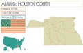 Map of Houston county in Alabama, USA. Royalty Free Stock Photo