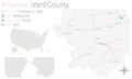 Map of Izard County in Arkansas Royalty Free Stock Photo