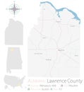 Map of Lawrence County in Alabama