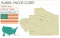 Map of Macon county in Alabama, USA.