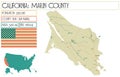Map of Marin County in California, USA