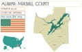 Map of Marshall county in Alabama, USA.