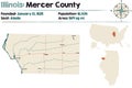 Map of Mercer County in Illinois