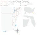 Map of Miami-Dade County in Florida