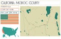 Large and detailed map of Modoc County Royalty Free Stock Photo