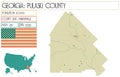 Large and detailed map of Pulaski County in Georgia Royalty Free Stock Photo