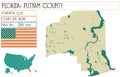 Large and detailed map of Putnam County in Florida Royalty Free Stock Photo