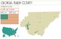 Large and detailed map of Rabun County in Georgia Royalty Free Stock Photo