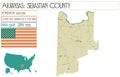 Map of Sebastian County in Arkansas, USA.
