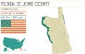 Large and detailed map of St. Johns County in Florida Royalty Free Stock Photo
